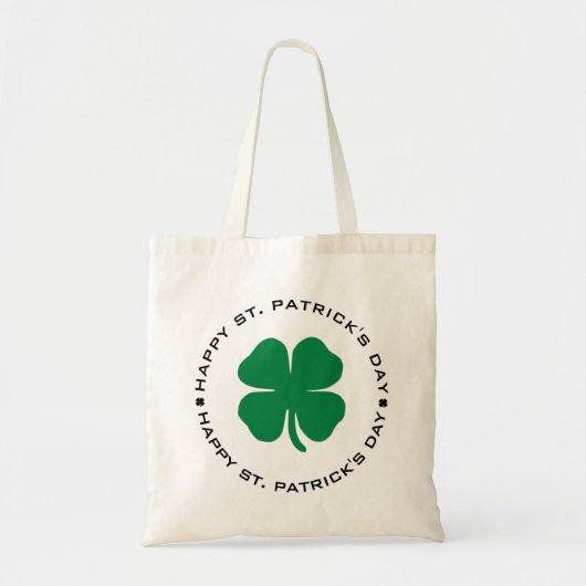 Happy St. Patrick's Day Kleeblatt Lucky Charm Tragetasche (Vorne)