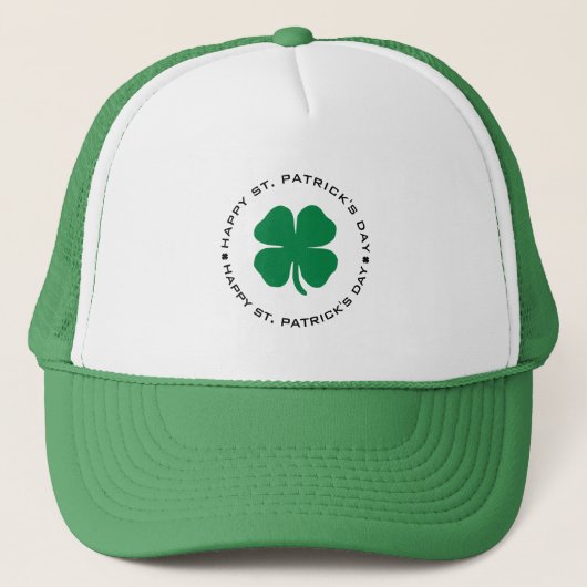 Happy St. Patrick's Day Kleeblatt Lucky Charm Truckerkappe (Vorderseite)