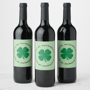 Happy St. Patrick's Day Kleeblatt Lucky Charm Weinetikett