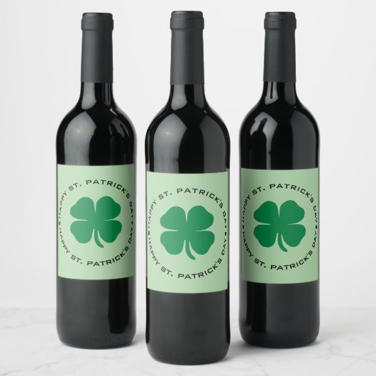 Happy St. Patrick's Day Kleeblatt Lucky Charm Weinetikett (Flaschen)