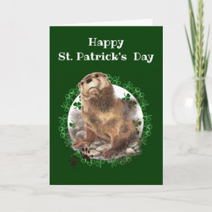 Happy St. Patrick's Day Kleeblatt Otter Tierspass Karte