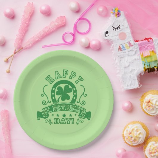 Happy St Patrick's Day Kleeblatt Pappteller (Party)