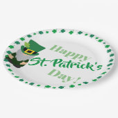 Happy St Patricks Day Kleeblatt Pappteller (Schrägansicht)