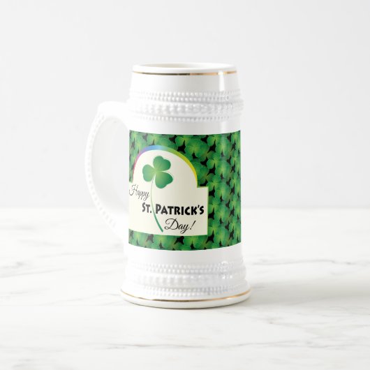 Happy St. Patrick's Day, Kleeblatt Pattern Bierglas (Vorderseite Links)