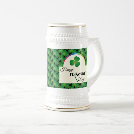 Happy St. Patrick's Day, Kleeblatt Pattern Bierglas (VorderseiteRechts)