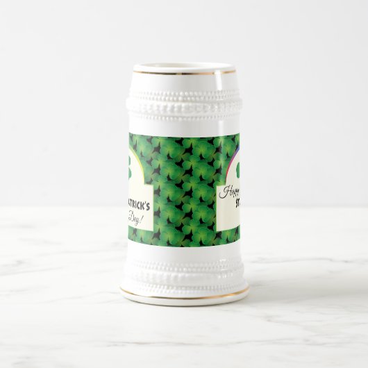 Happy St. Patrick's Day, Kleeblatt Pattern Bierglas (Mittel)