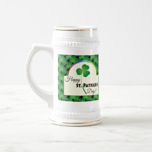 Happy St. Patrick's Day, Kleeblatt Pattern Bierglas