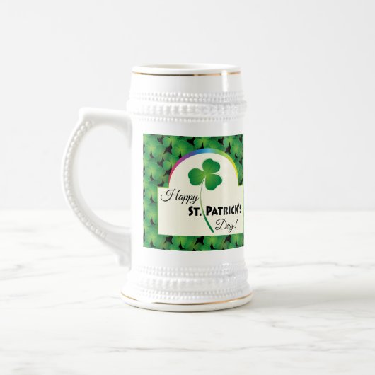 Happy St. Patrick's Day, Kleeblatt Pattern Bierglas (Links)