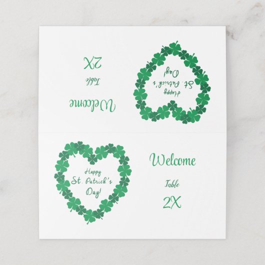 Happy St Patrick's Day Kleeblatt Platzkarte (Außenseite Aufgefaltet)