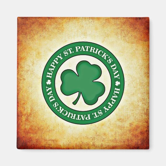Happy St. Patrick's Day Kleeblatt Square Magnet (Vorne)