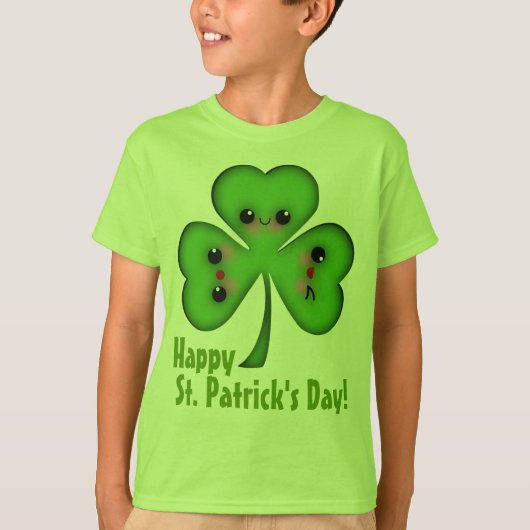 Happy St. Patrick's Day Kleeblatt T-Shirt (Vorderseite)