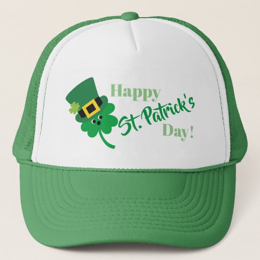 Happy St Patricks Day Kleeblatt Truckerkappe (Vorderseite)