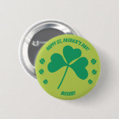 Happy St. Patrick's Day Kleeblatt und gesegnet, ab Button (Vorne & Hinten)