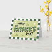Happy St. Patrick's Day - Kleeblatt und Gingham Karte (Gelbe Blume)