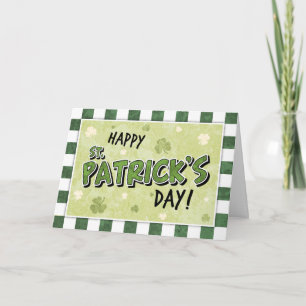 Happy St. Patrick's Day - Kleeblatt und Gingham Karte