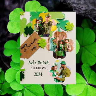 Happy St. Patrick's Day Kleeblätter Familie zwei F Feiertagspostkarte