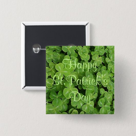 Happy St. Patrick's Day Kleeblatts Button (Vorne & Hinten)