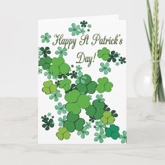 Happy St Patrick's Day Kleeblatts & Daisies Card Dankeskarte (Vorderseite)