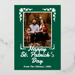 Happy St patricks Day Kleeblatts Familie 1 Foto Folien Feiertagskarte