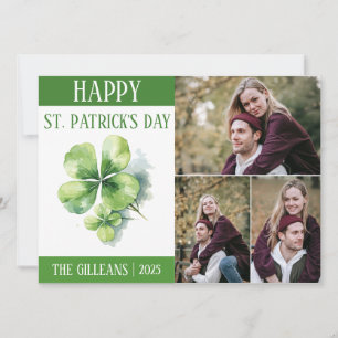 Happy St. Patrick's Day Kleeblatts Familie 3 Foto Feiertagskarte