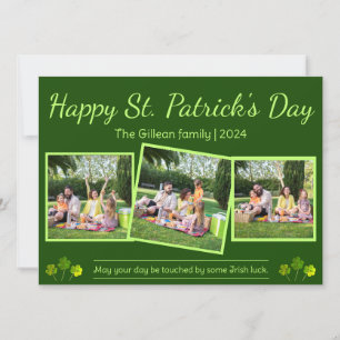 Happy St. Patrick's Day Kleeblatts Familie 3 Foto  Feiertagskarte