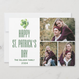 Happy St. Patrick's Day Kleeblatts Familie 3 Foto Feiertagskarte