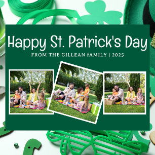 Happy St. Patrick's Day Kleeblatts Familie 3 Foto Feiertagskarte