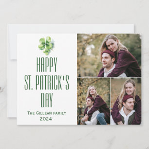 Happy St. Patrick's Day Kleeblatts Familie 3 Foto Feiertagskarte
