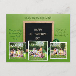 Happy St. Patrick's Day Kleeblatts Familie 3 Foto Feiertagspostkarte