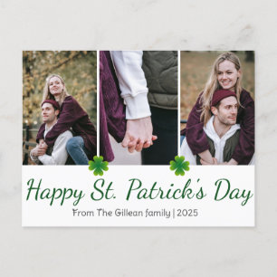 Happy St. Patrick's Day Kleeblatts Familie 3 Foto Feiertagspostkarte