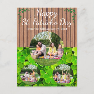 Happy St. Patrick's Day Kleeblatts Familie 3 Foto Feiertagspostkarte