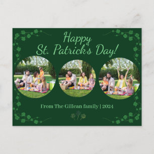 Happy St. Patrick's Day Kleeblatts Familie 3 Foto Feiertagspostkarte