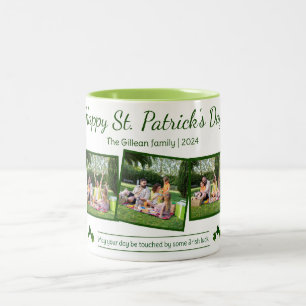 Happy St. Patrick's Day Kleeblatts Familie 3 Foto Zweifarbige Tasse
