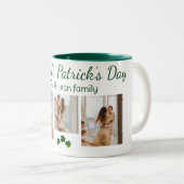 Happy St. Patrick's Day Kleeblatts Familie 3 Foto Zweifarbige Tasse (VorderseiteRechts)