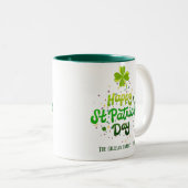Happy St. Patrick's Day Kleeblatts Familienname Zweifarbige Tasse (VorderseiteRechts)