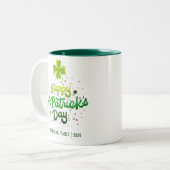 Happy St. Patrick's Day Kleeblatts Familienname Zweifarbige Tasse (Vorderseite Links)