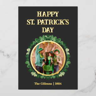 Happy St patricks day Kleeblatts Family Foto Folien Feiertagskarte