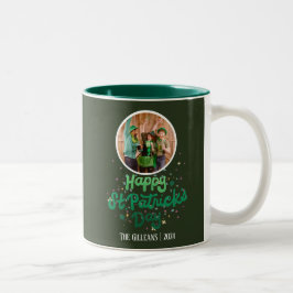 Happy St patricks day Kleeblatts Family Foto Zweifarbige Tasse