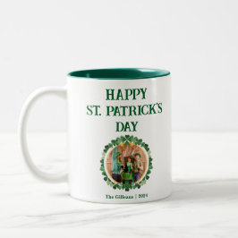 Happy St patricks day Kleeblatts Family Foto Zweifarbige Tasse