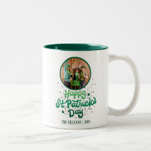 Happy St patricks day Kleeblatts Family Foto Zweifarbige Tasse