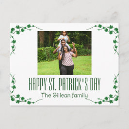 Happy St. Patrick's Day Kleeblatts Foto Feiertagspostkarte