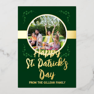 Happy St patricks day Kleeblatts Foto Folien Feiertagskarte