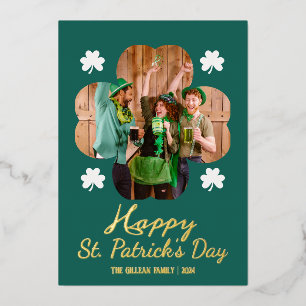 Happy St patricks day Kleeblatts Foto Folien Feiertagskarte
