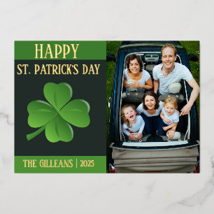 Happy St patricks day Kleeblatts Foto Folien Feiertagskarte