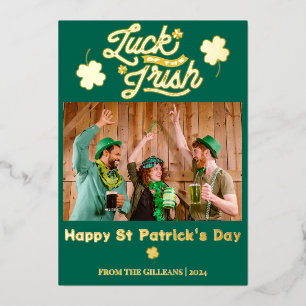 Happy St patricks day Kleeblatts Foto Folien Feiertagskarte