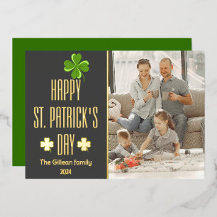 Happy St. Patrick's Day Kleeblatts Foto Folien Feiertagskarte
