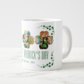 Happy St. Patrick's Day Kleeblatts Foto Jumbo-Tasse (Vorderseite Rechts)