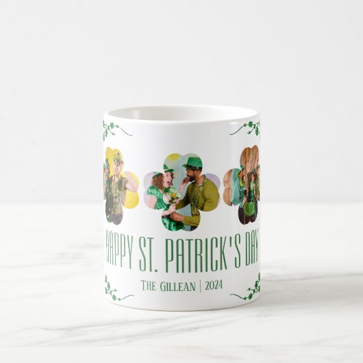 Happy St. Patrick's Day Kleeblatts Foto Kaffeetasse (Mittel)