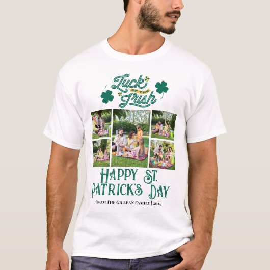 Happy St. Patrick's Day Kleeblatts Foto T-Shirt (Vorderseite)