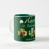 Happy St patricks day Kleeblatts Foto Zweifarbige Tasse (Vorderseite Links)